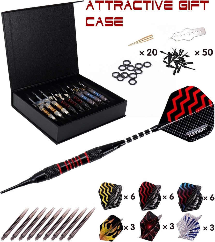 Elegant Soft Tip Darts Set with Customizable Flights - Ideal Gift Case Included