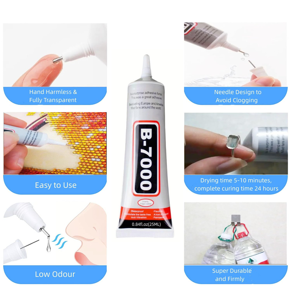 B-7000 Adhesive Multi-Function Glues,Super Glue Suitable, 1 Pack (25Ml*2)