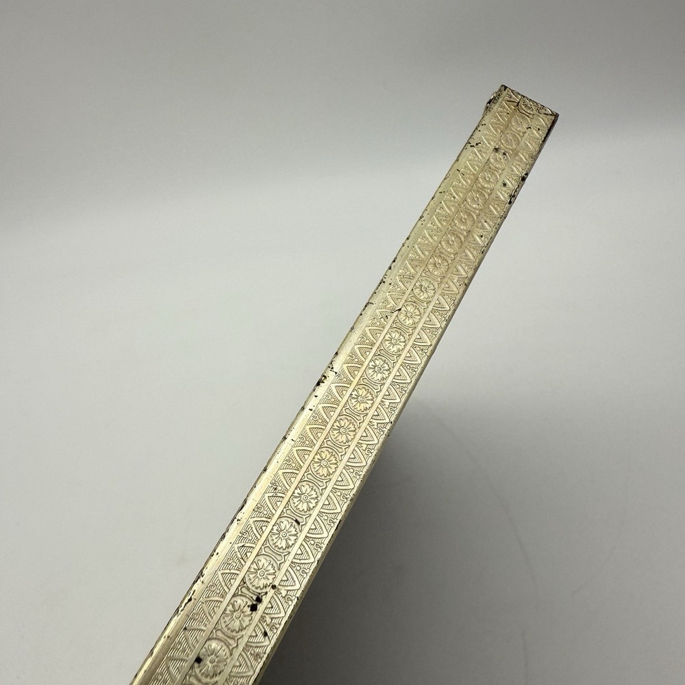 Long Rectangular Picture Frame Metal Flower Etched Sides Free Standing
