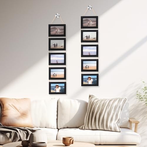 2 Pcs 4x6 Wall Hanging Picture Frames Collage with 10 Openings Picture Frame