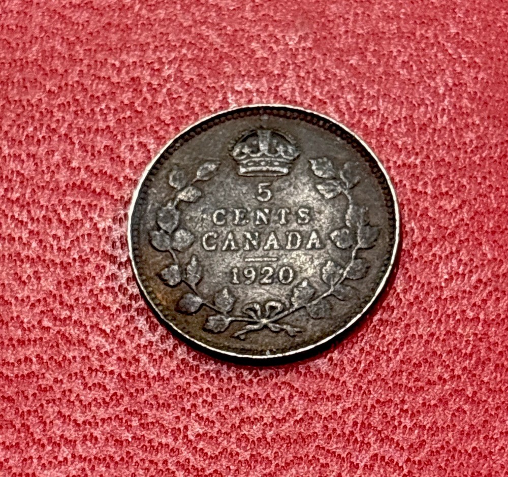 1920 Canada Silver! 5 Cents! ENN Coins