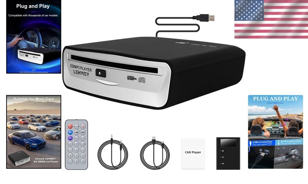 Portable USB CD Player for Car: Remote Control & Multi-Device Capability