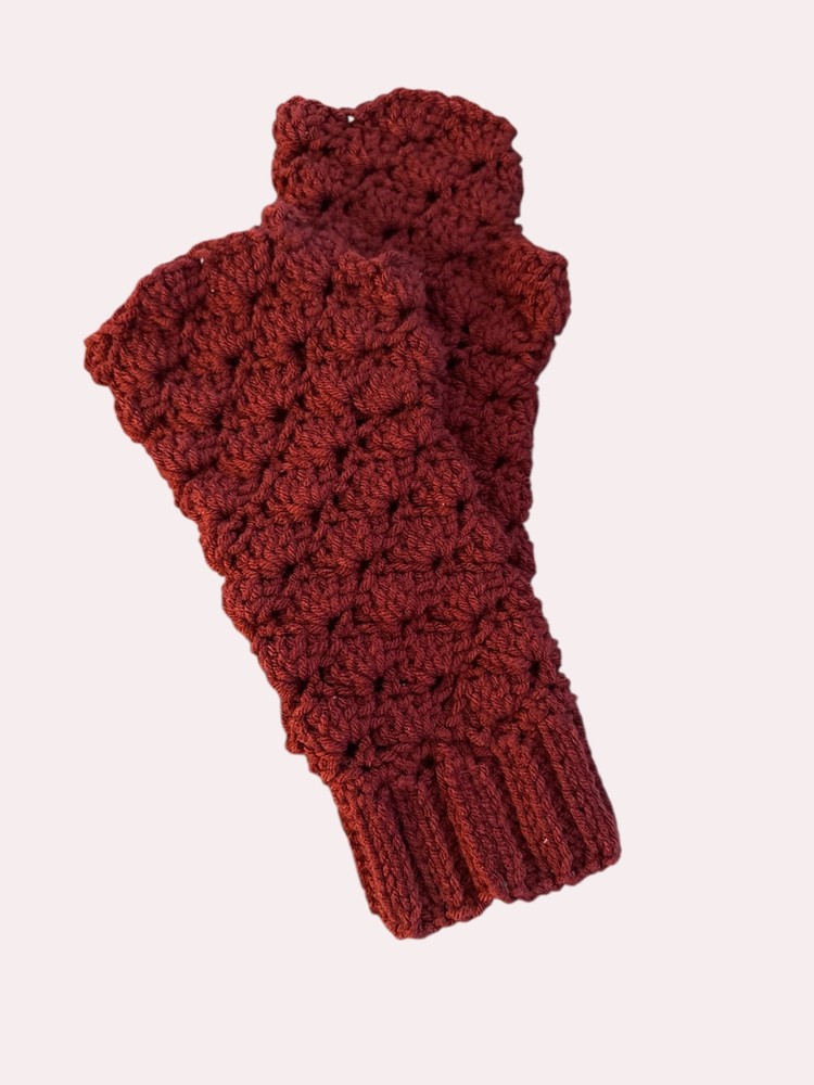 Crochet Cranberry Wrist Warmers