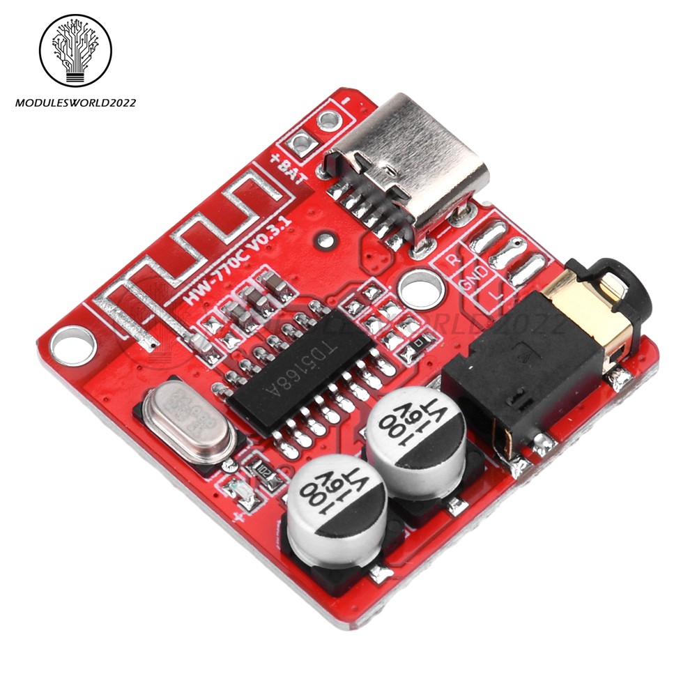 5pcs 3.7-5V Type-c Mini Bluetooth Audio Decoder Board MP3 Audio Receiver Module