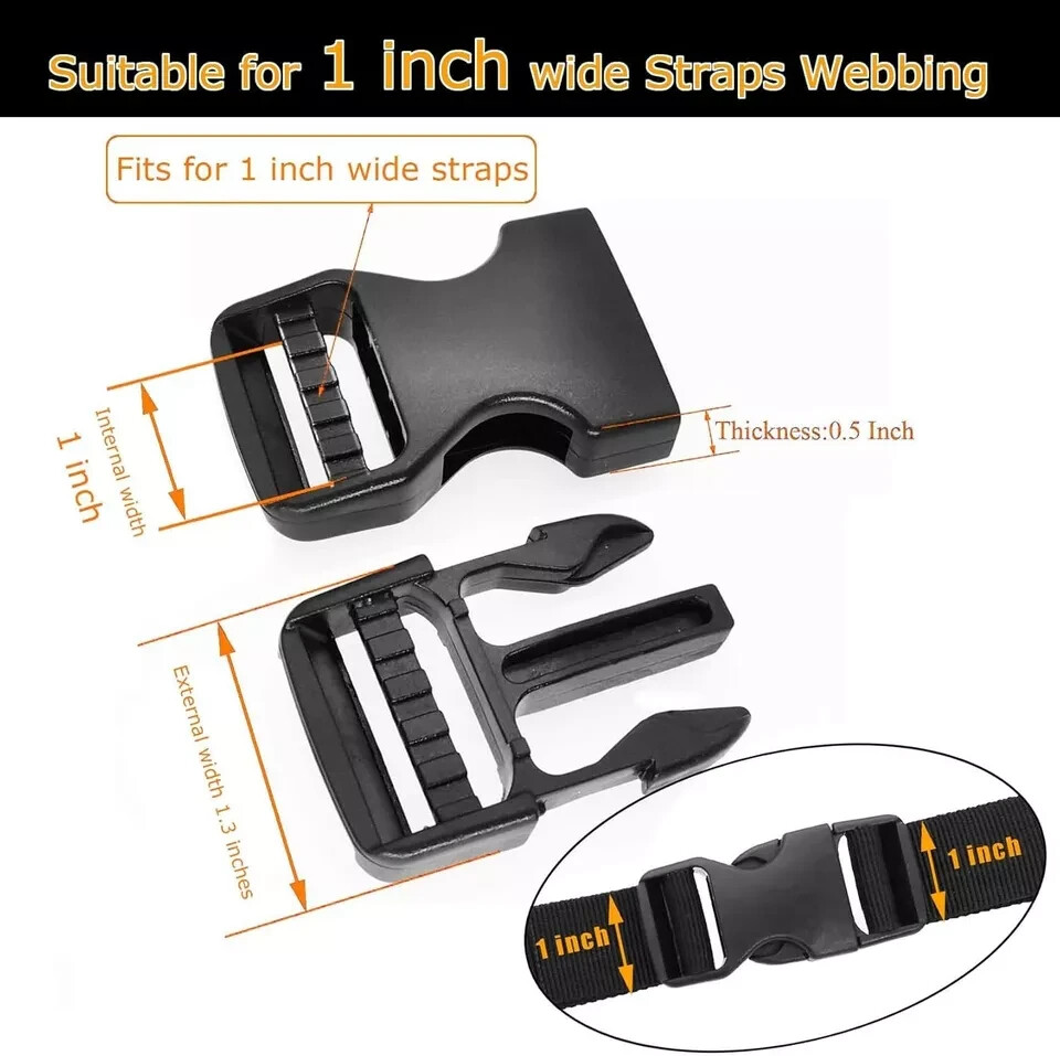 Plastic Buckle Clips for 1 Inch Straps 4 Pack 1 Quick Side Release Buckles NEW