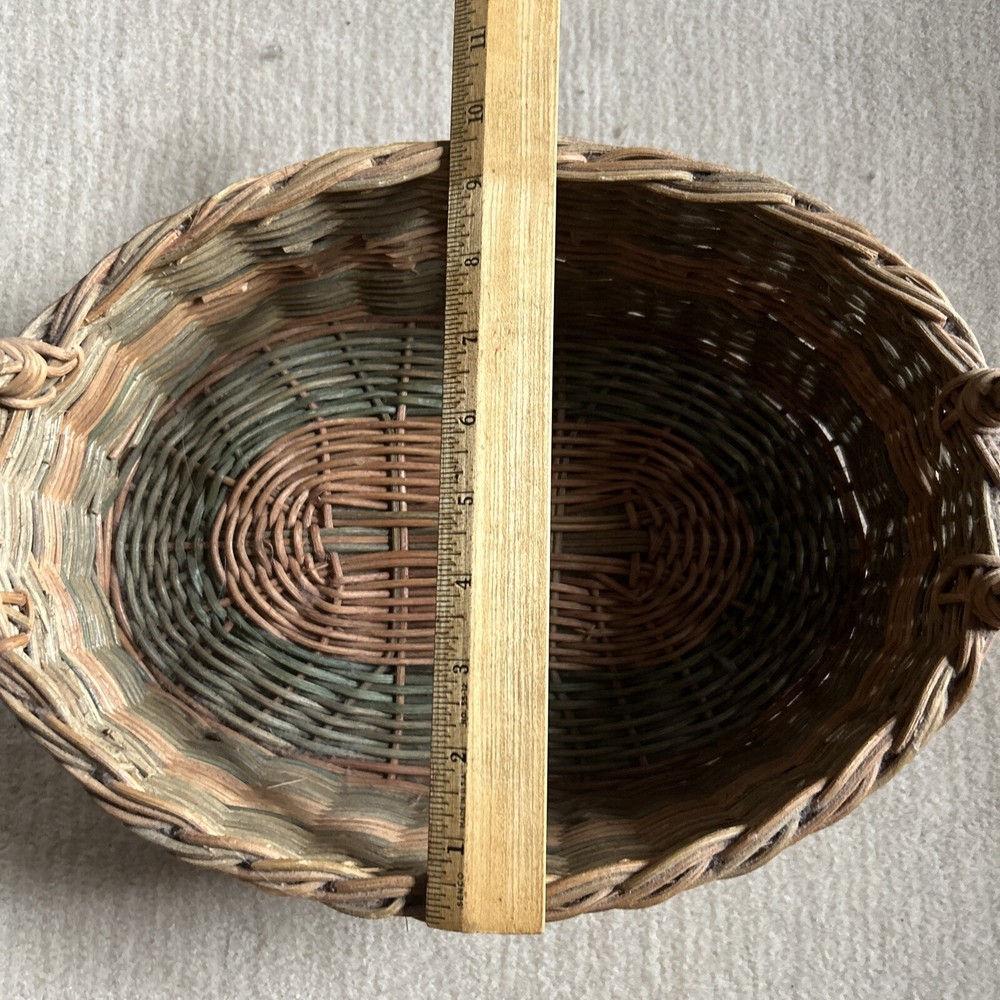 Basket Rope Accent Brown Fixed Handle Decorative. Oval Shape