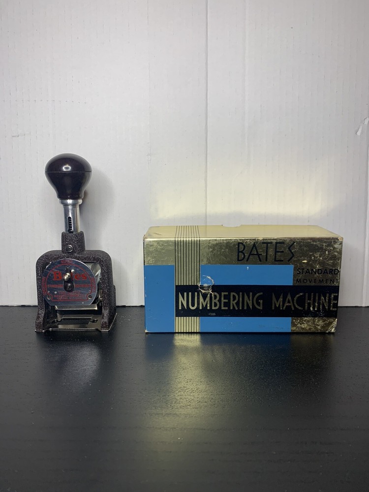 Vintage Bates 6 Wheel Standard Movement Numbering Machine w/ Box