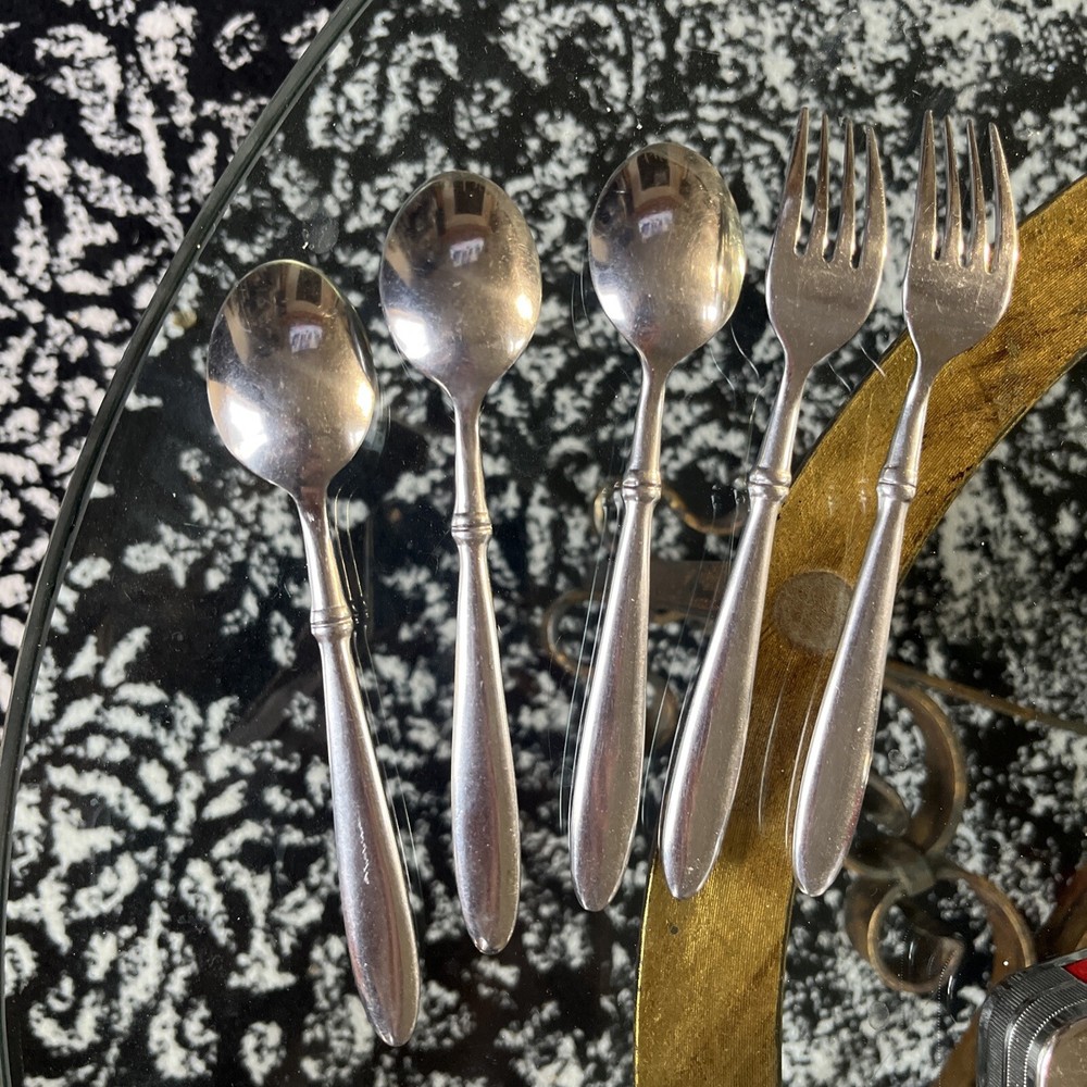 5 Hampton HSV124 Salad Forks & Teaspoons Stainless Steel Flatware