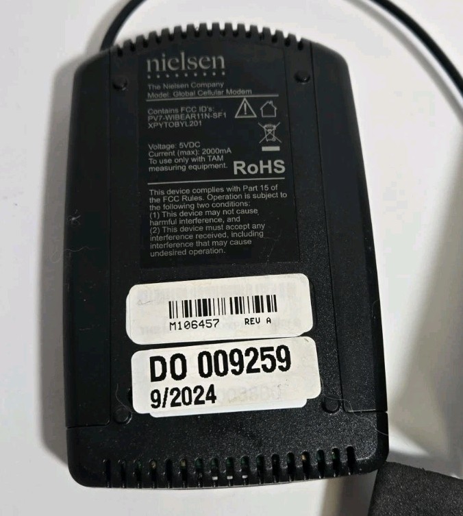 Nielsen Global Cellular Modem. No Power Cord