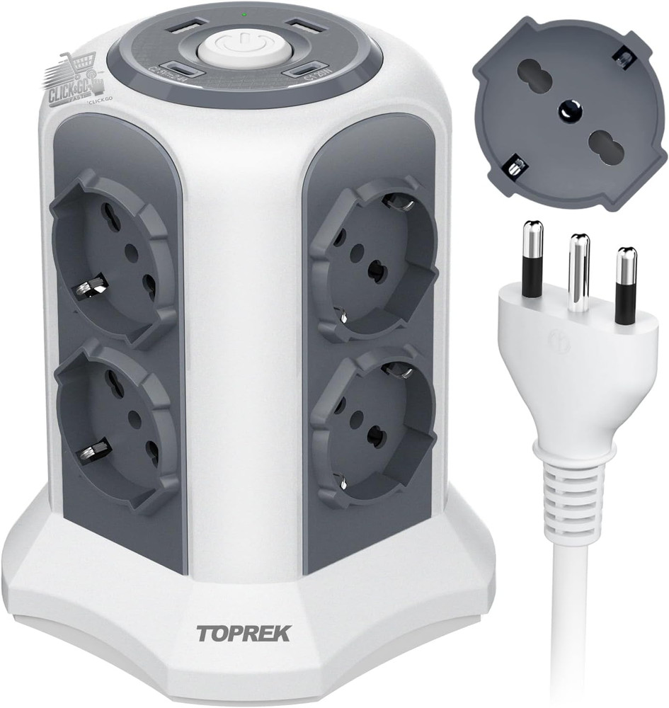 Vertical Multi Outlet 8 Universal Sockets 4 USB C PD 20W Slipper 4000W Switch
