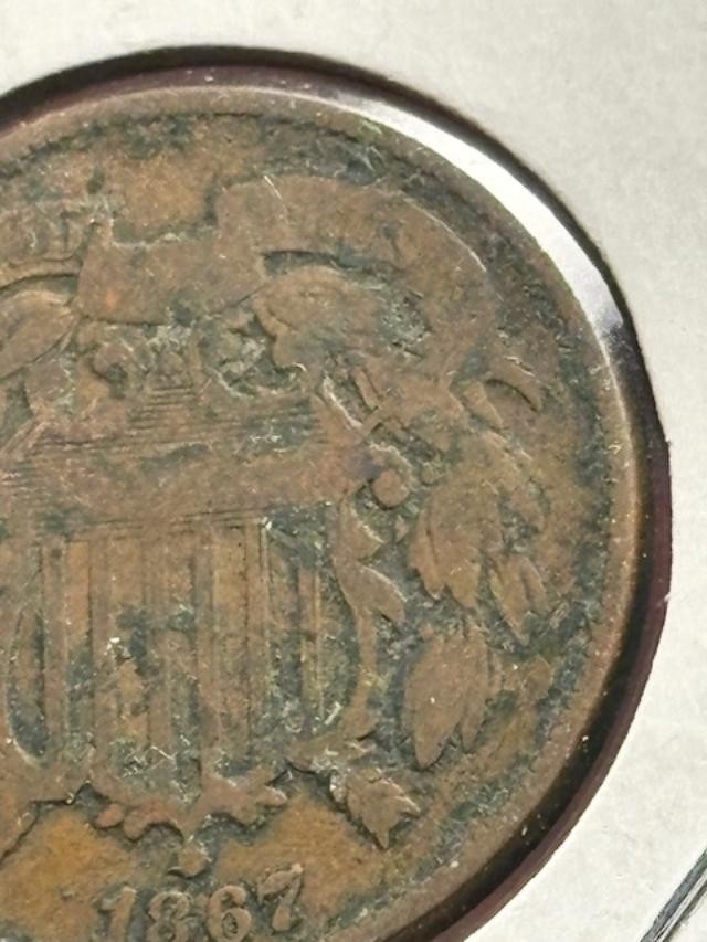 1867 Two Cent Piece — Circulated - NICE DETAILS