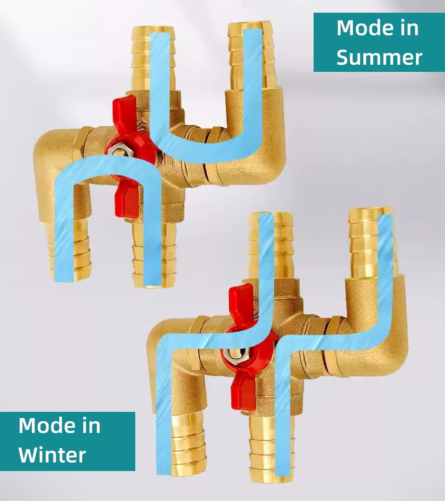 4-Way Automobile Heating Water Valve Solid Brass Automobile Integrated Car Heate