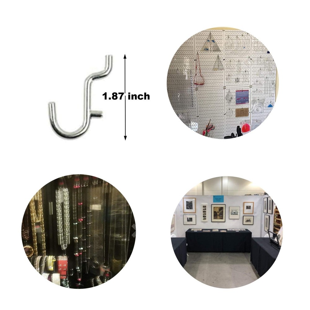 100PCS Metal Pegboard J Hook Accessories Peg Board Wall Display Assortment fo...