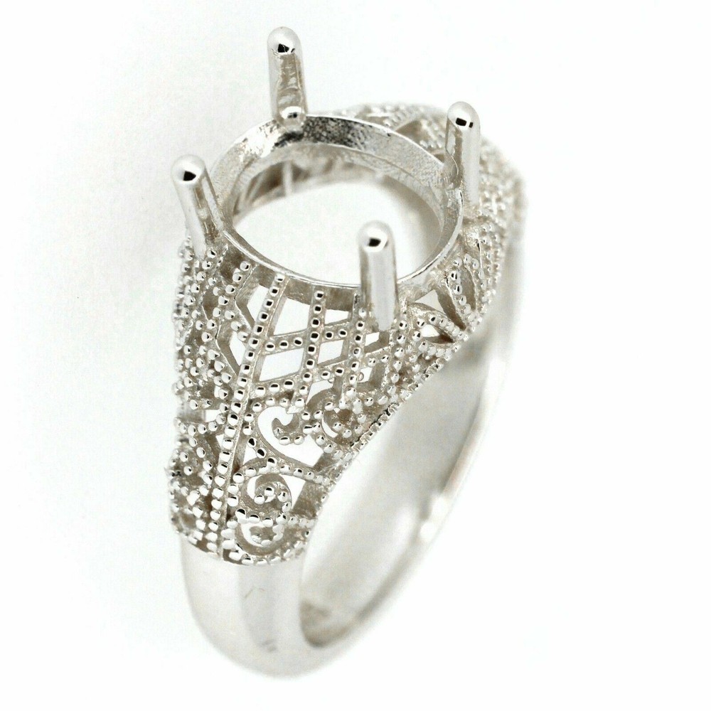 Sterling Silver Semi Mount Ring Setting Oval OV 10x8mm