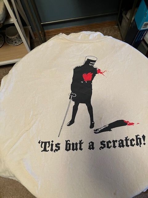 Monty Python Holy Grail Black Knight Tshirt Size L Beige shirt