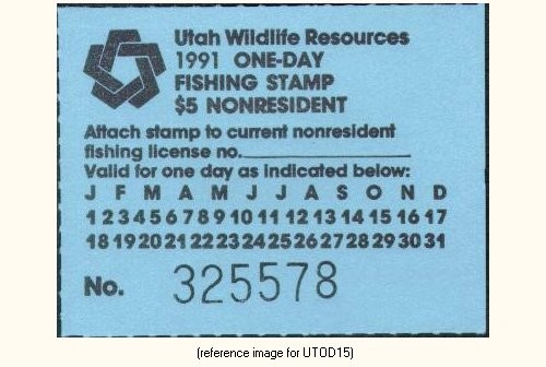 D2K Utah One Day Stamp 1991 $5.00