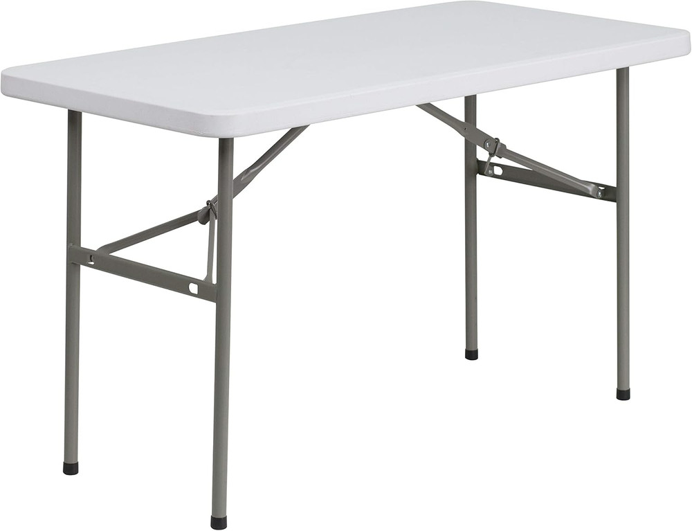 Elon 4' Rectangular All-Occasion Plastic Folding Event Table, Folding Banquet Ta