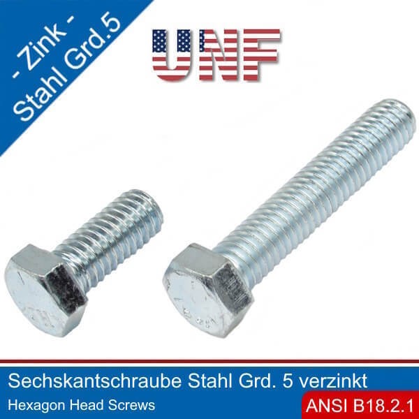Hex Screw 9/16-18 UNF Steel Grade 5 Galvanized