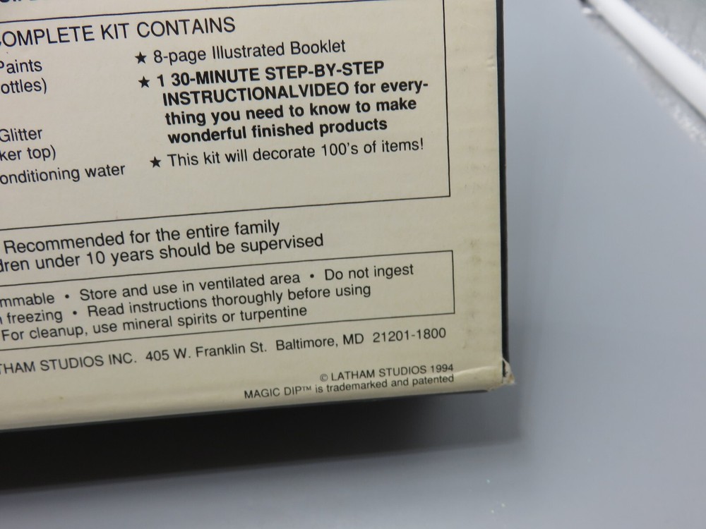 OPEN VINTAGE 1994 MAGIC DIP MARBLEIZING PAINT DESIGN KIT VHS LATHAM STUDIOS