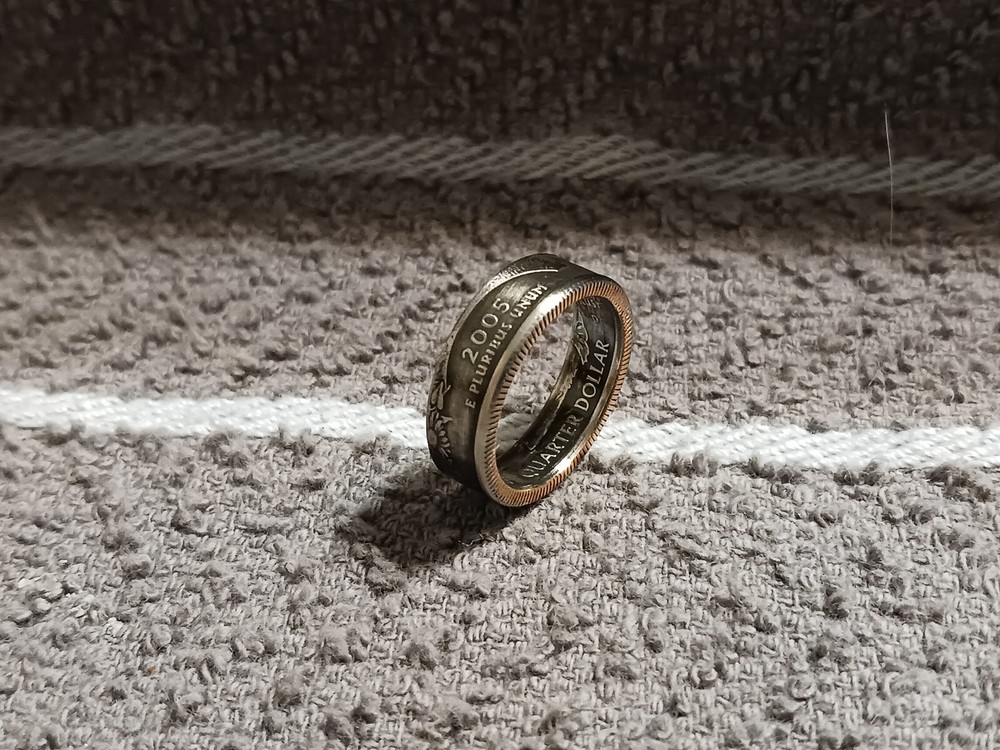 Kansas Handcrafted Washington Quarters coin ring, size 7 2005