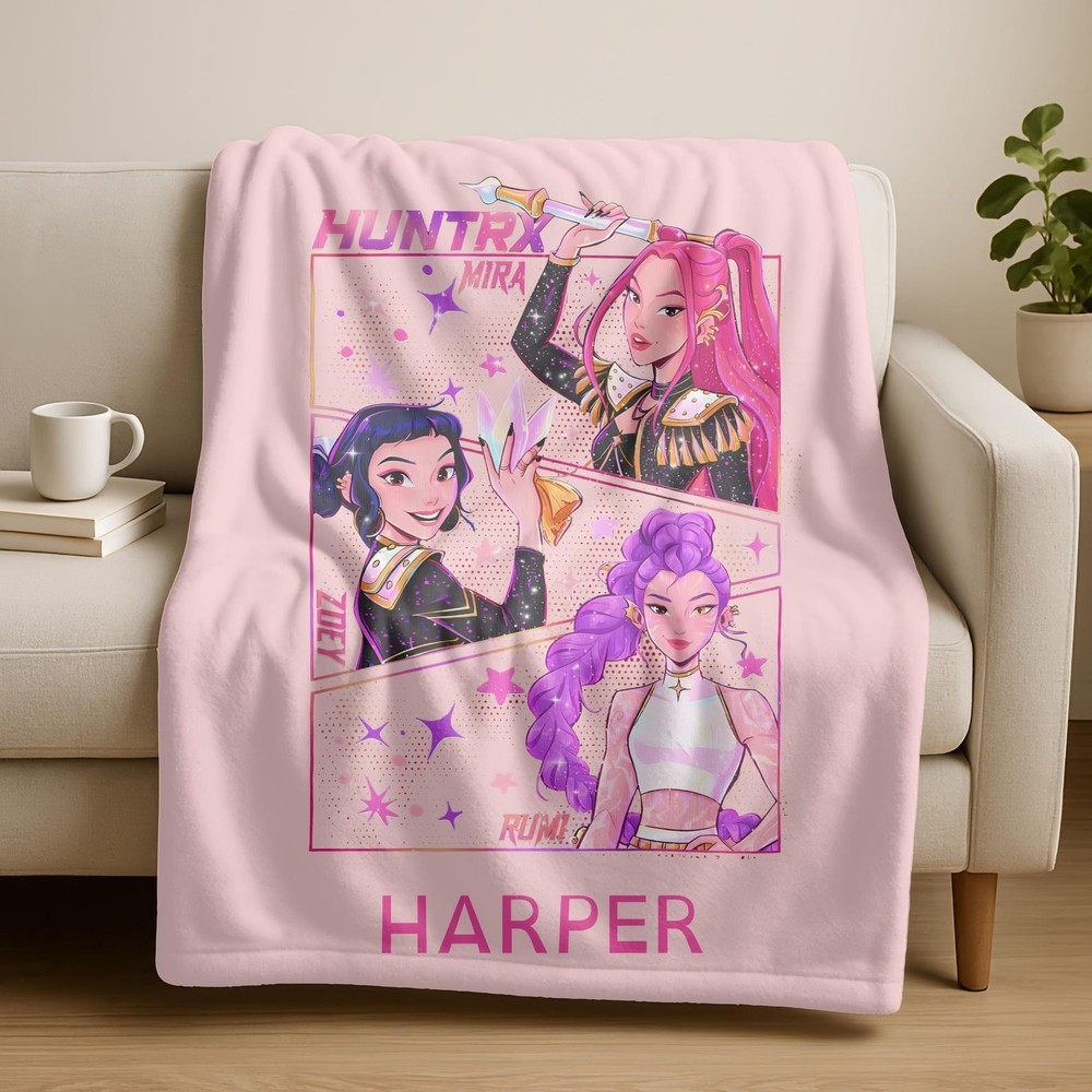 Huntrix Girls Personalized Flannel Blanket Kpop Hunter Gift