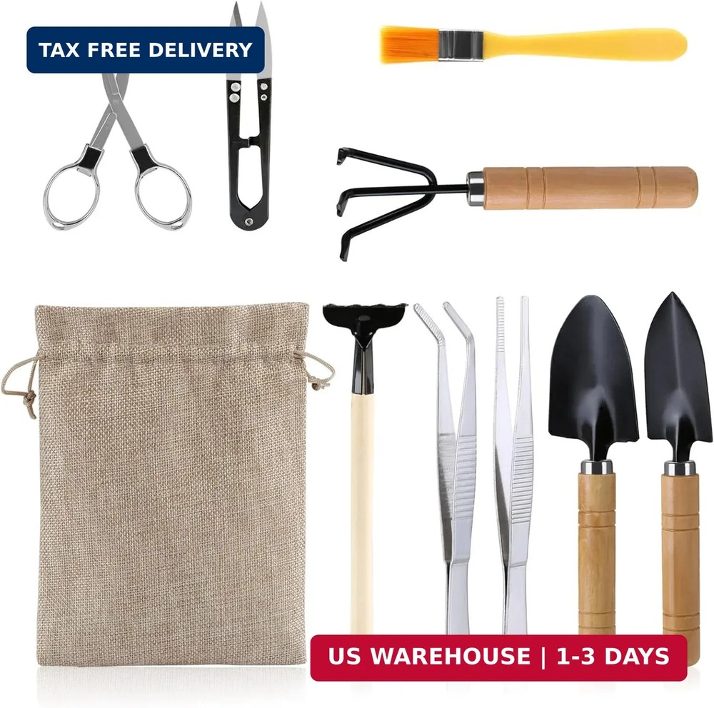 9PCS Basic Bonsai Tools Set, Bonsai Tree Kit Mini Garden Tools Includes Pruning