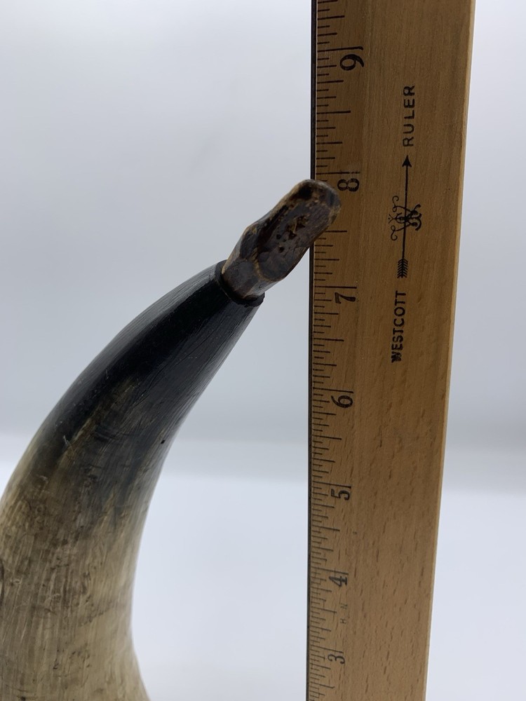 Antique Powder Horn Wood Bottom And Stopper Muzzleloader Gunpowder Accessory