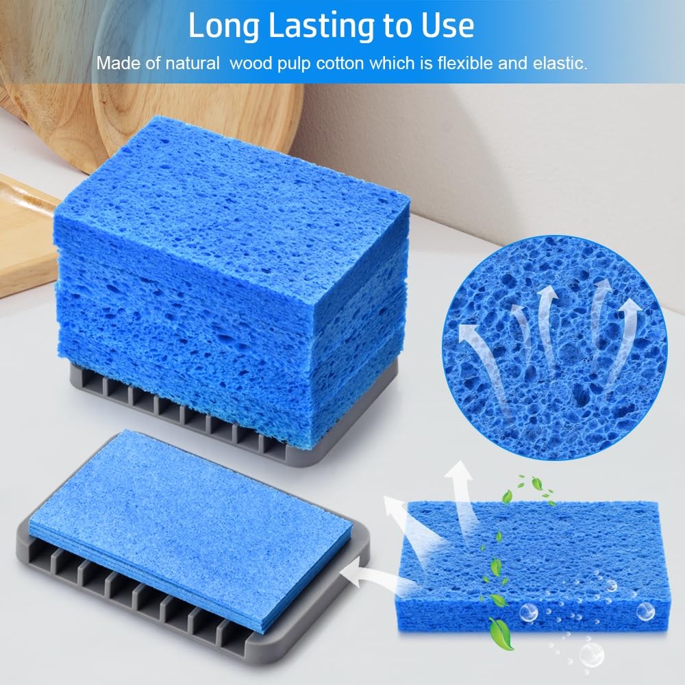 4PCS Compressed Kitchen Sponges for Household Use Zero Scratch Scrub Dish Sponge