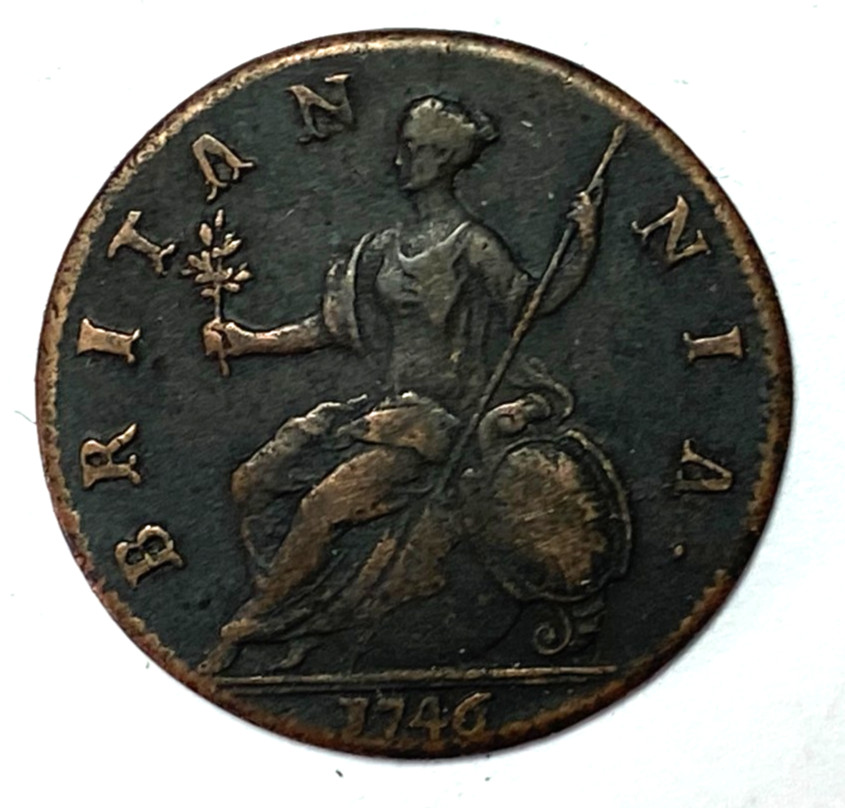 1746 Great Britain Half Penny Coin KM# 579.2