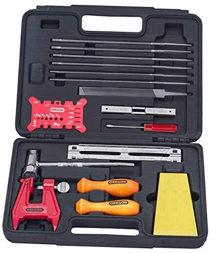 Chainsaw Chain Sharpening Kit with Hard Case - Contains Files, Handles, Depth