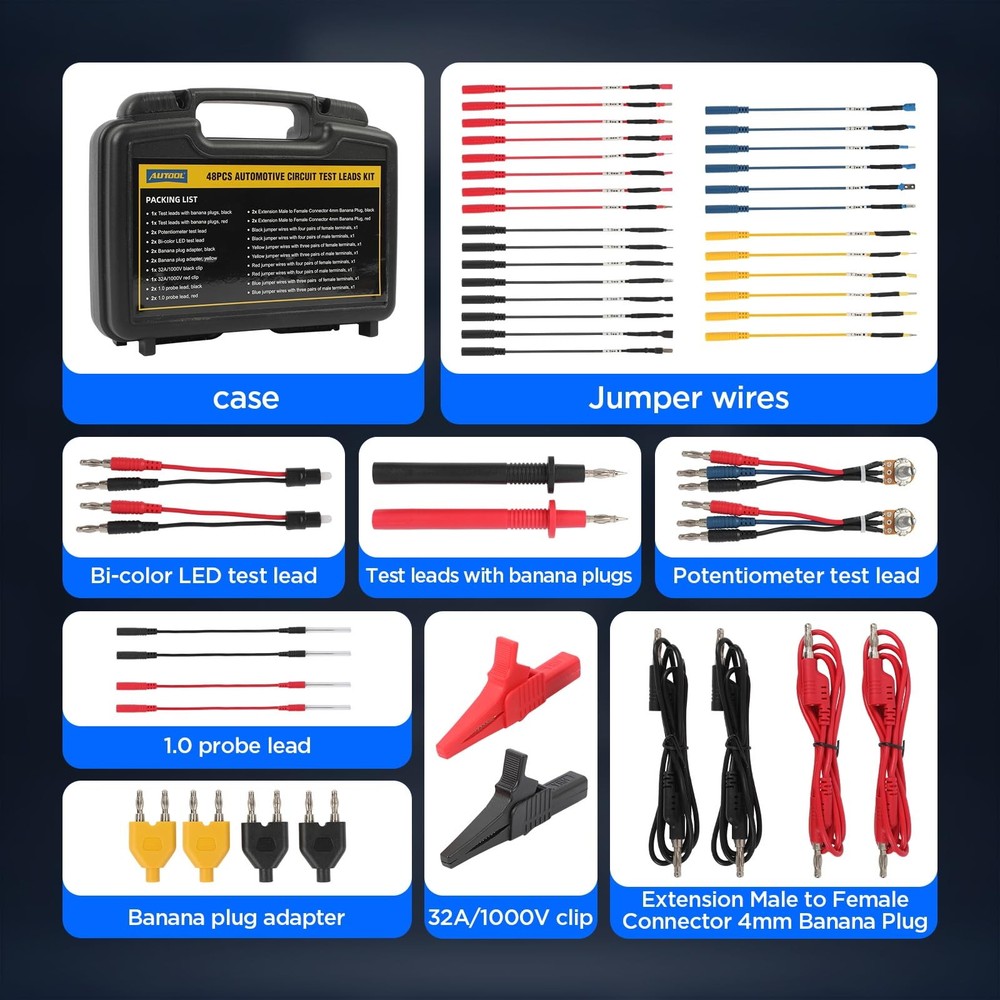48PCS Silicone Multimeter Test Leads Kit with Replaceable Wire Piercing Probe...