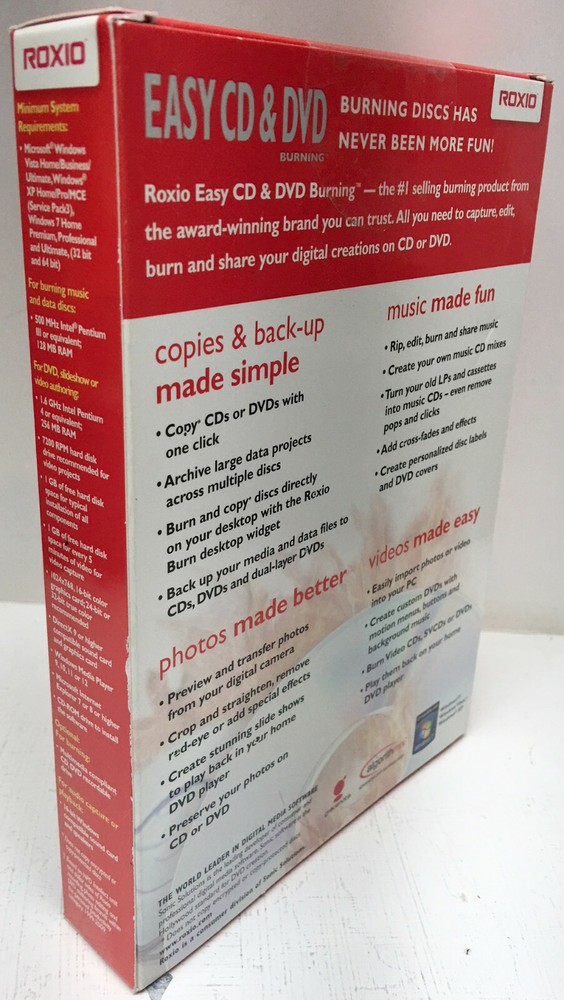 Roxio Easy CD&DVD Burning Software New Condition!