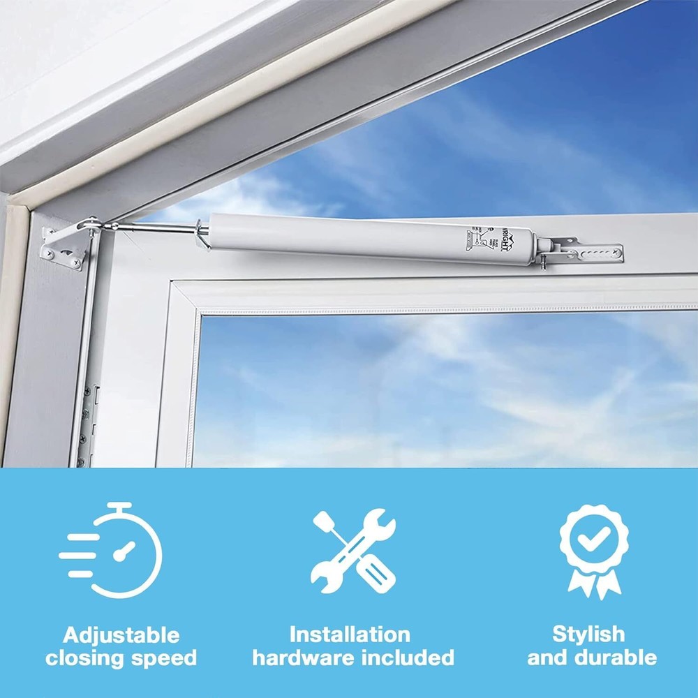 Wright Products White Standard Duty Pneumatic Door Closer Adjustable Speed