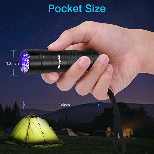 Black Light 2 Pcs Uv Handheld Blacklight Flashlights 12 Led 395nm Mini Light