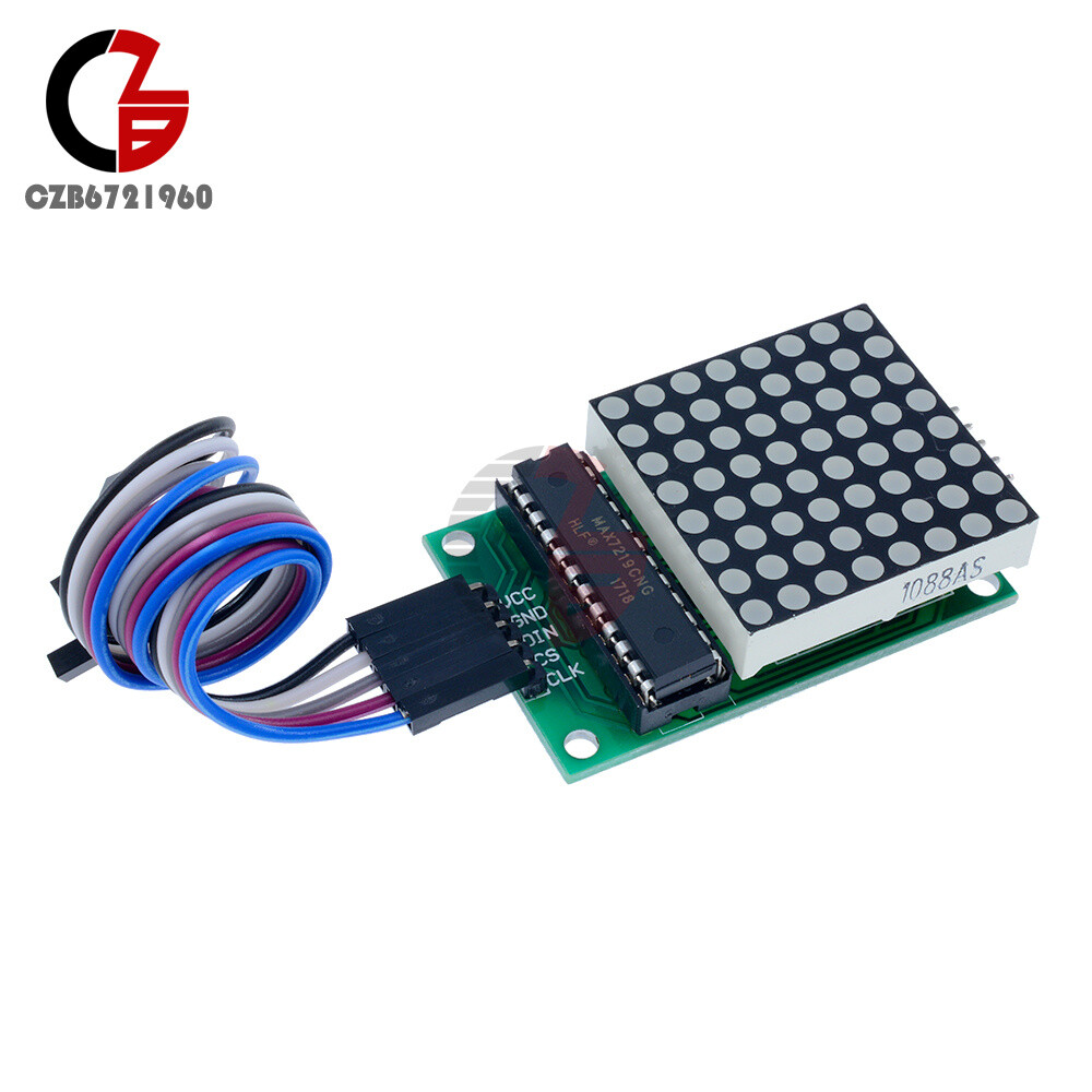 2PCS MAX7219 LED 8x8 Dot Matrix Module Red Light Assembled w/ Cable For Adduino