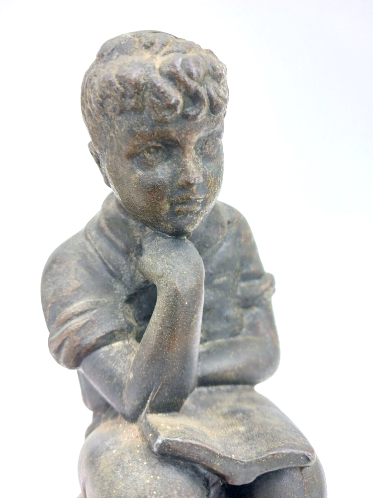 Boy Reading Bookends 8'' X 4'' X 4'' Vintage