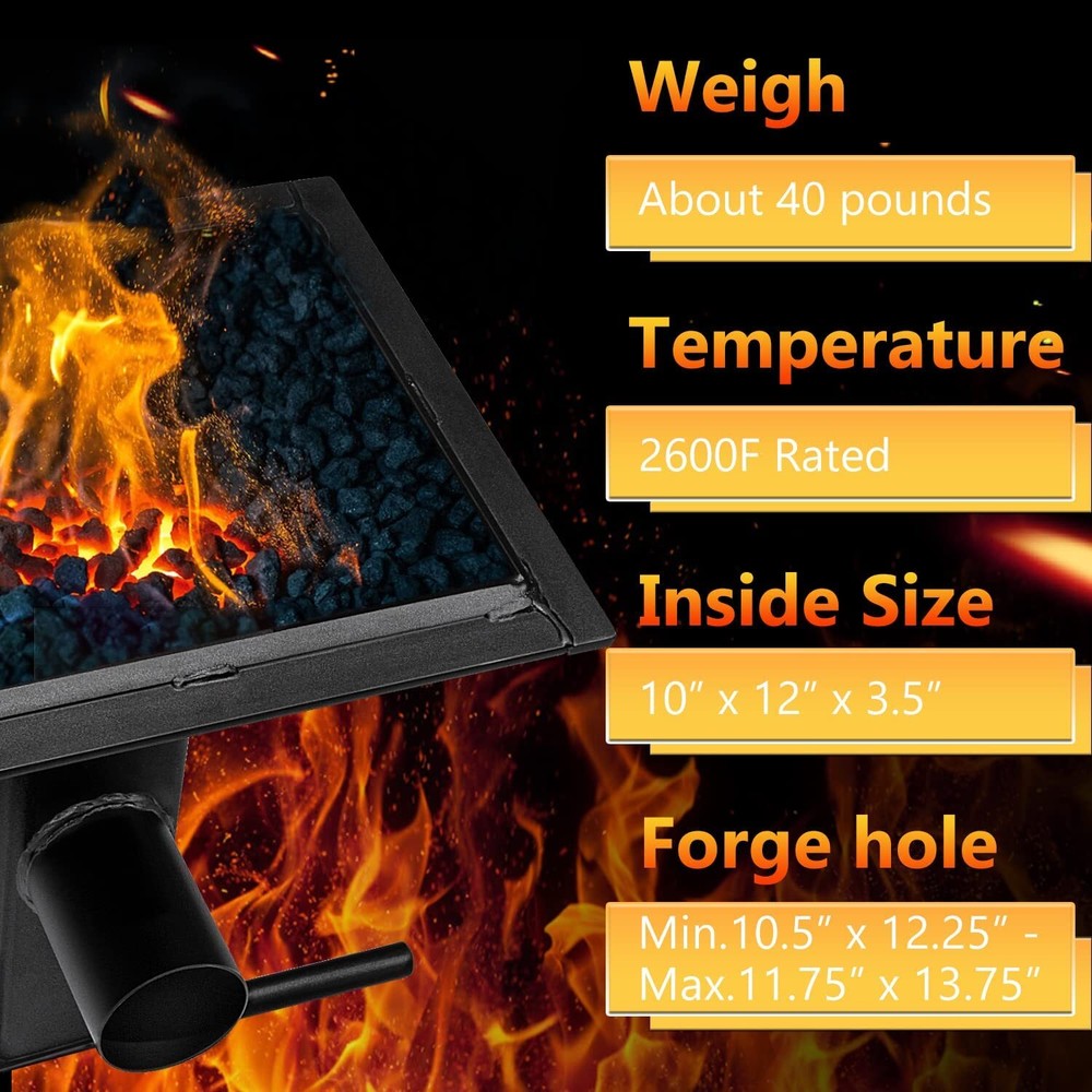 Welded Blacksmithing Firepot 10x12-inch For Blacksmith Forge Knife Welded Coal