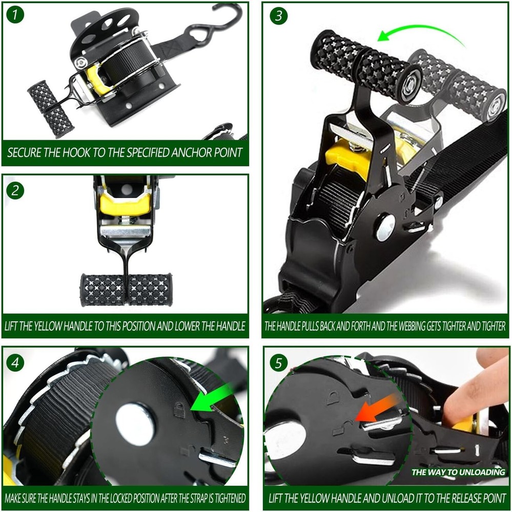 For 2022-2025 Ford Maverick Retractable Ratchet Straps Tie Down Straps 2PCS