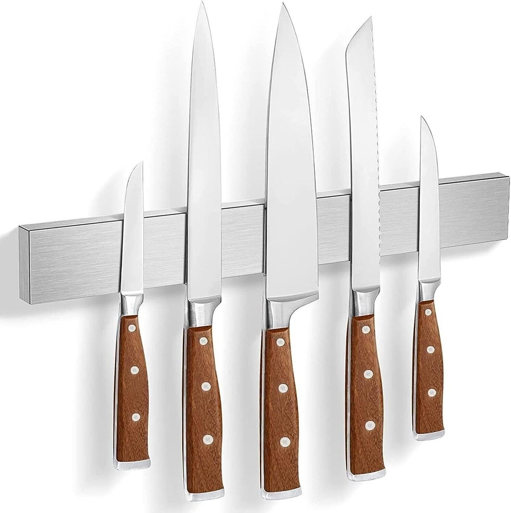 16" Magnetic Knife Holder Rack Block Kitchen Bar Magnet Strip Organizer Wall Kit