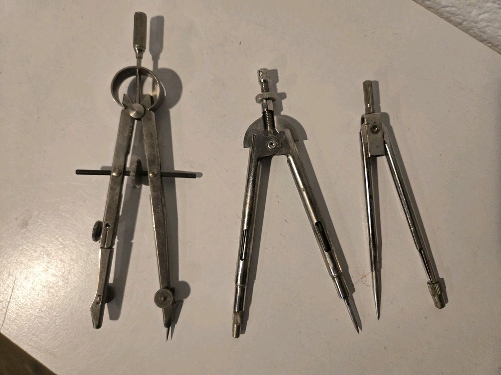 Drafting Compass Set Of 3 Used Good Condition