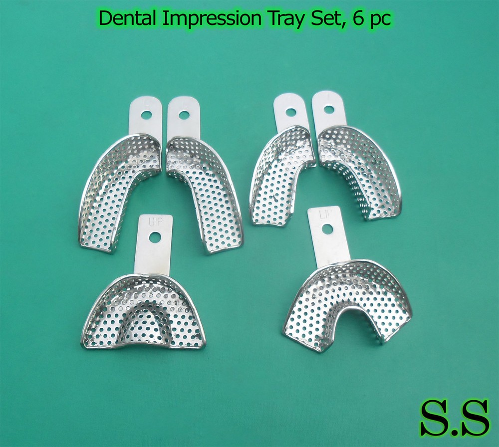 Dental Impression Tray Set, 6 pc Dental Instruments