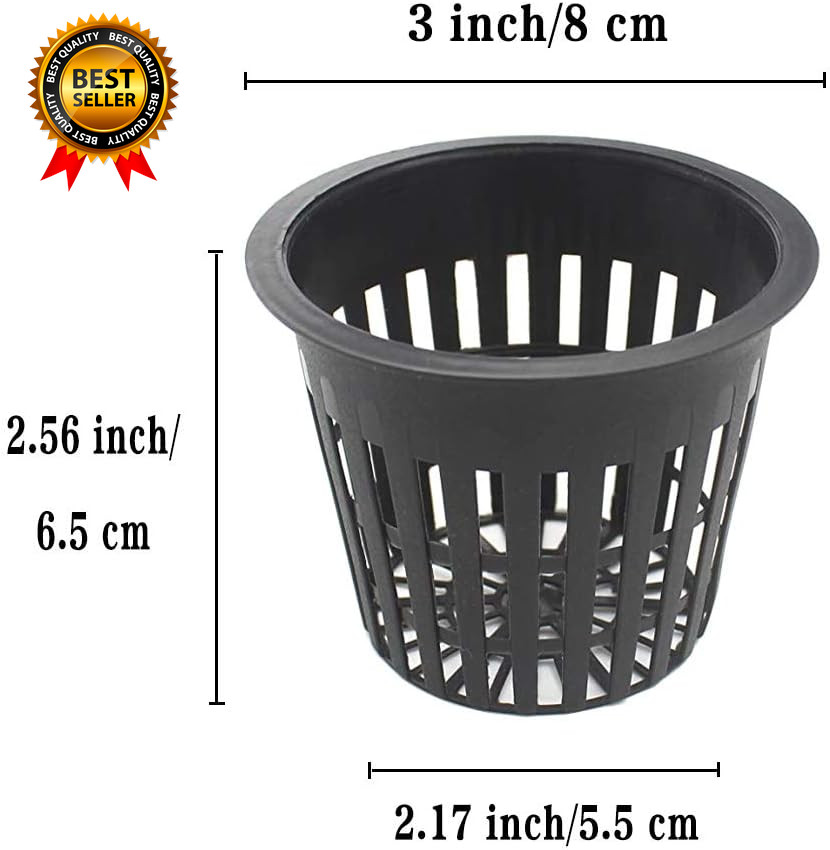50 Pack 3 Inch Net Pots Cups for Hydroponics, Slotted Mesh Net Cups