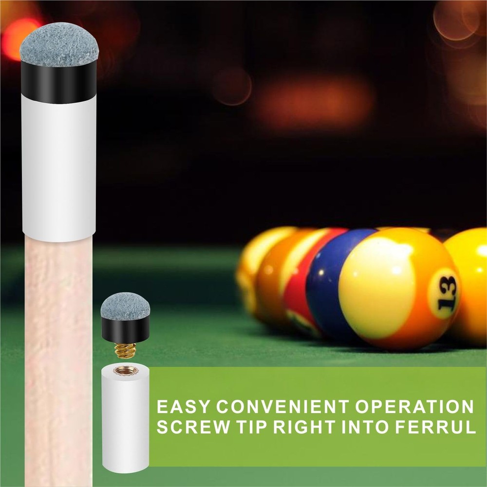 QEEGO 10 Sets Billiard Cues Tips Replacement with White Pool Cue Stick white