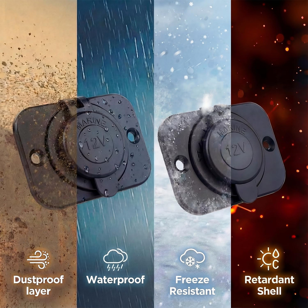 2 Pack Cigarette Lighter Socket, Waterproof Power Outlet for Car, Marine, Motorc