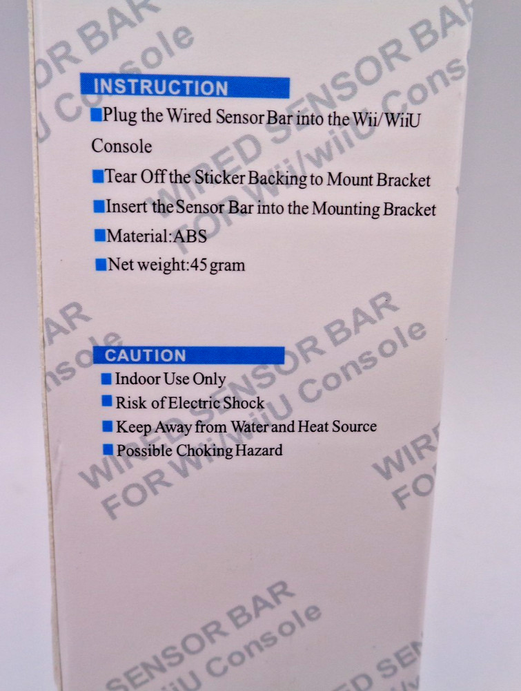 Wired Sensor Bar For Wii/WiiU Console With Easy Setup & Adhesive Mount