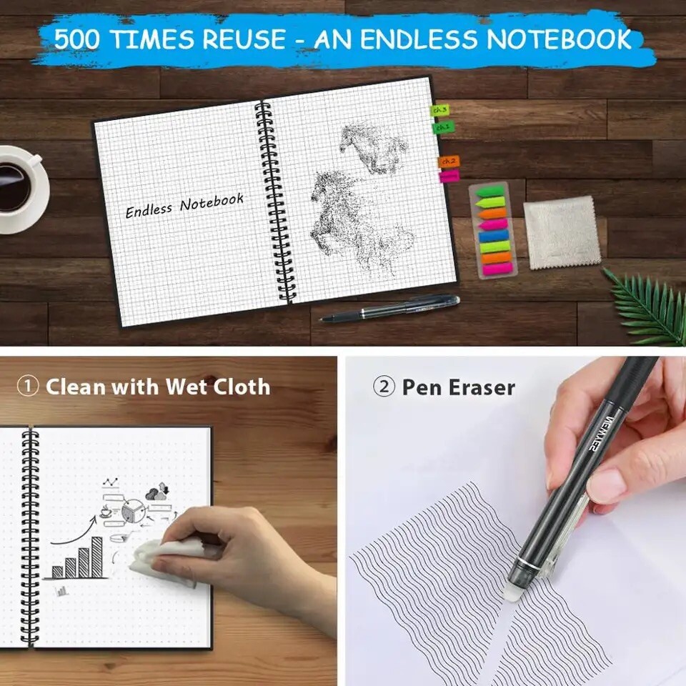 A4 Smart reusable Erasable Notebook For Office, School And Drawing Gift.