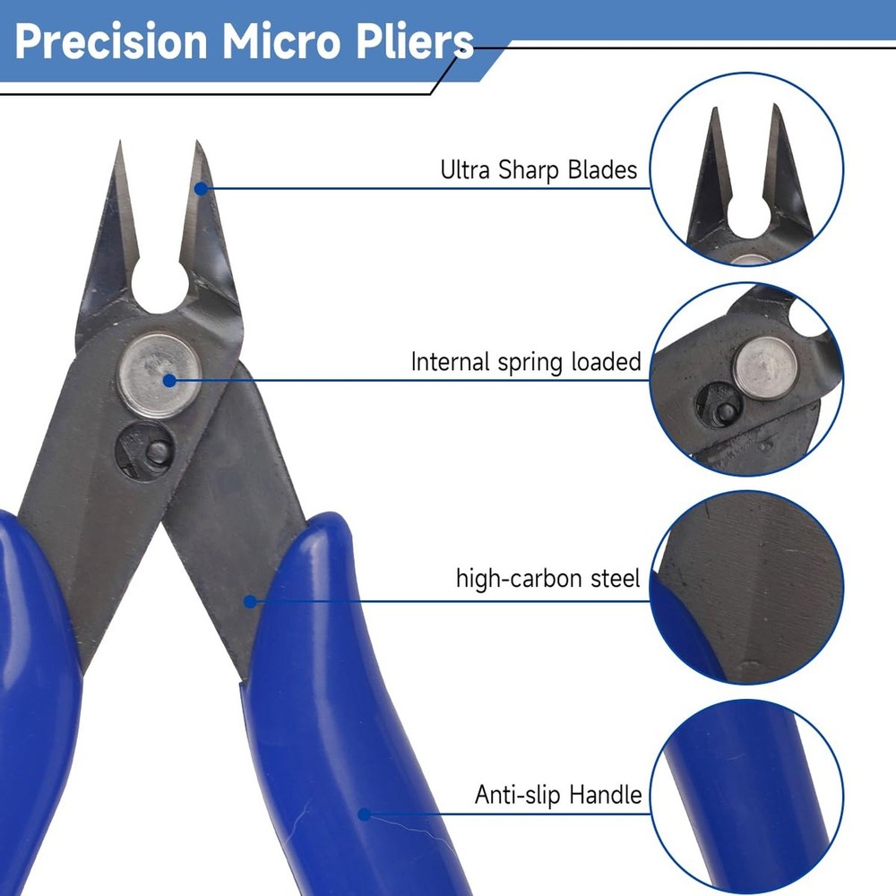 Precision Micro Flush Cutters - 5-Inch Angled Electronic Wire Snips for Jewel...