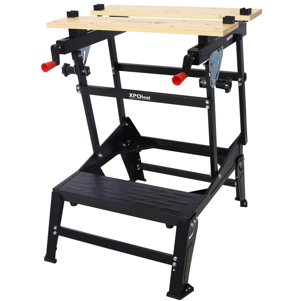 Portable Foldable Workbench, 550LB Capacity, Adjustable Jaws & Vertical Clamping