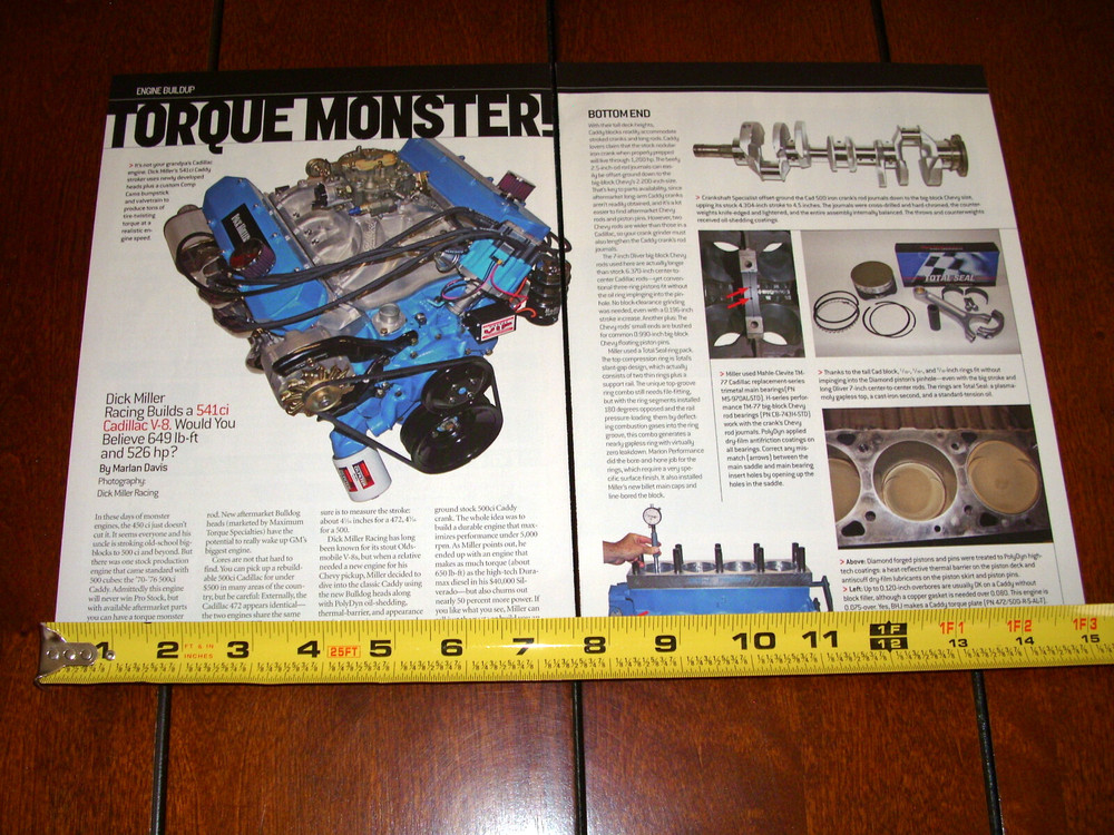 CADILLAC 541 C.I. V-8 DICK MILLER RACING ORIGINAL 2008 ARTICLE