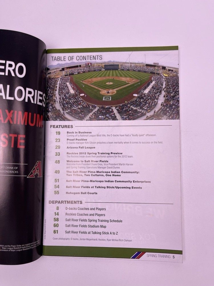 Arizona Diamondbacks Vs Colorado Rockies 2012 Spring Training Program Salt River